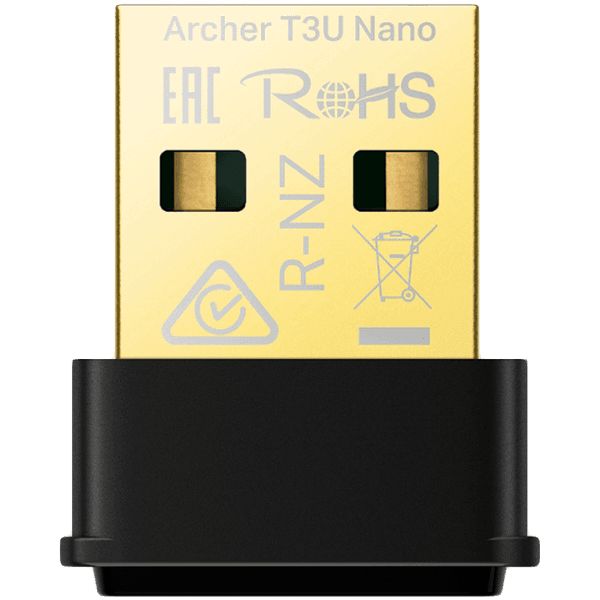 TP-Link Archer T3U Nano AC1300 Nano Wireless MU-MIMO USB Adapter,Nano size, 867Mbps at 5GHz + 400Mbps at 2.4GHz, USB 2.0, WPA3, Supports Windows 11/10/8.1/8/7, Mac OS 10.15 and earlier