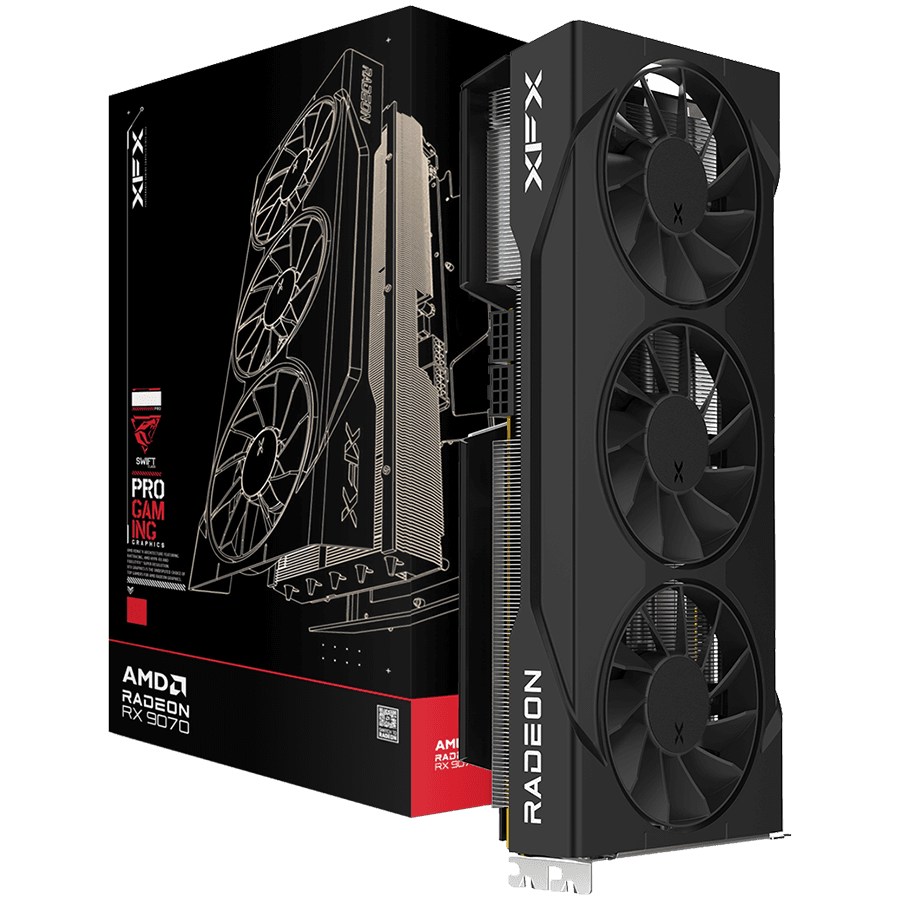 XFX Swift AMD Radeon RX 9070 GRE Triple 90mm Fan Gaming, 12GB GDDR6 192bit, 2790MHz / 18Gbps, HDMI 3xDP, AMD RDNA 4, 3 fan, 2 slot